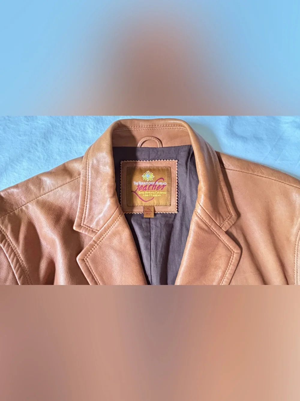 Territory Ahead Mens XL Genuine Leather Brown Blazer Sport Coat Jacket